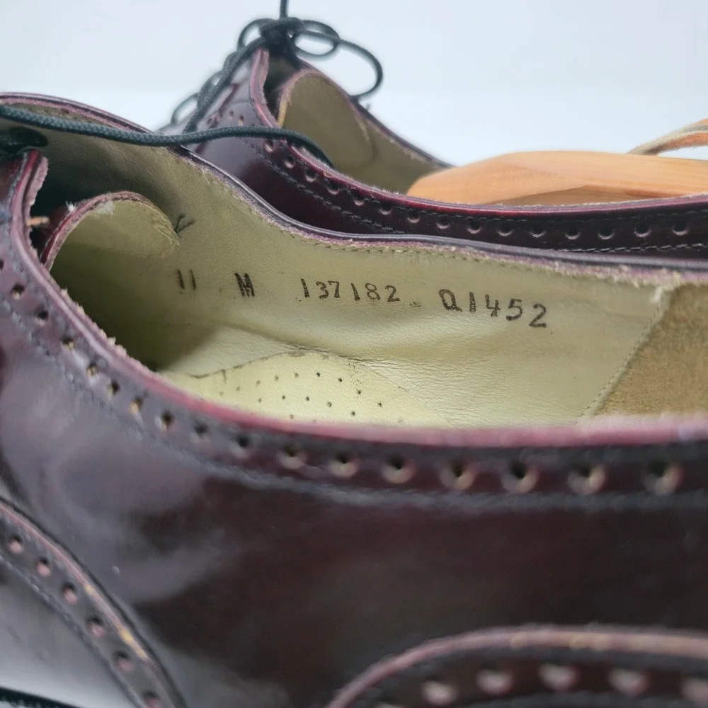 Gran Emyco Mens Burgundy Leather Cap Toe Brogue Oxford Dress Shoes 11 M 137182